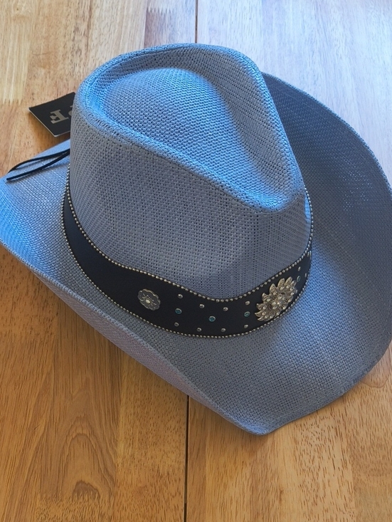 P4F Accessories - Light Blue Cowboy Hat with Decorative Black Band